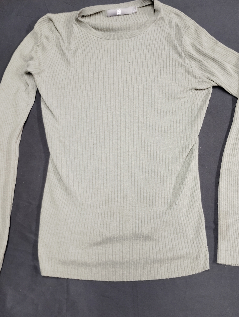 Nome Ribbed Long Sleeve Crewneck Top - Sage Green